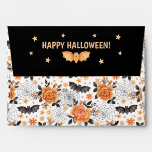Bats, Spiderwebs and Florals Happy Halloween Envelope
