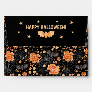 Bats, Spiderwebs and Florals Happy Halloween Envelope