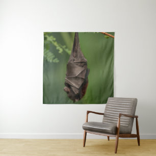 Bat's Tranquil Nap - A Close Look on a Green Bokeh Tapestry