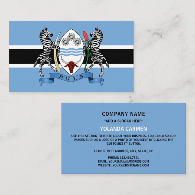 Batswana Flag & Coat of Arms, Flag of Botswana Business Card (Front/Back)