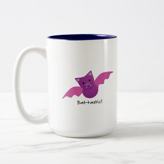 Battastic Pink Bat Two-Tone Coffee Mug (Left)