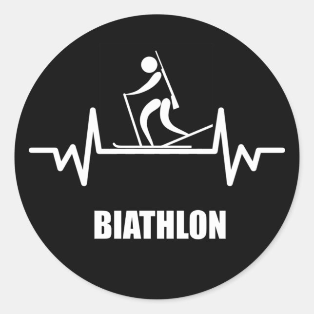 battement de coeur biathlon classic round sticker (Front)
