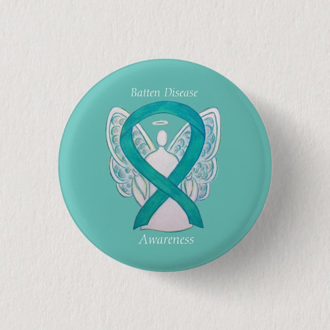 Batten Disease Awareness Angel Ribbon Art Pin (Front)
