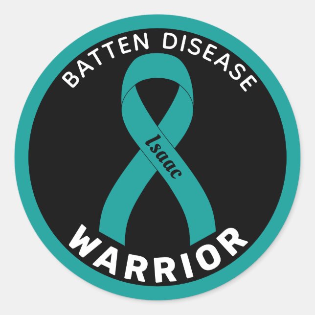 Batten Disease Warrior Ribbon Black Round Sticker (Front)