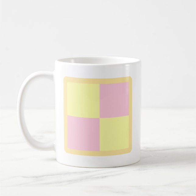 Battenburg Cake. Pink and Yellow. Coffee Mug (Left)