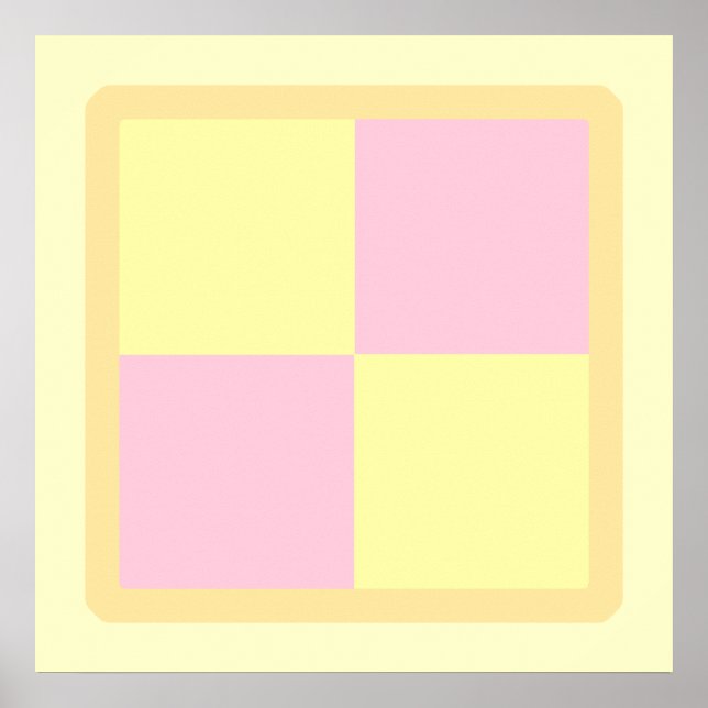 Battenburg Cake. Pink and Yellow. Poster (Front)