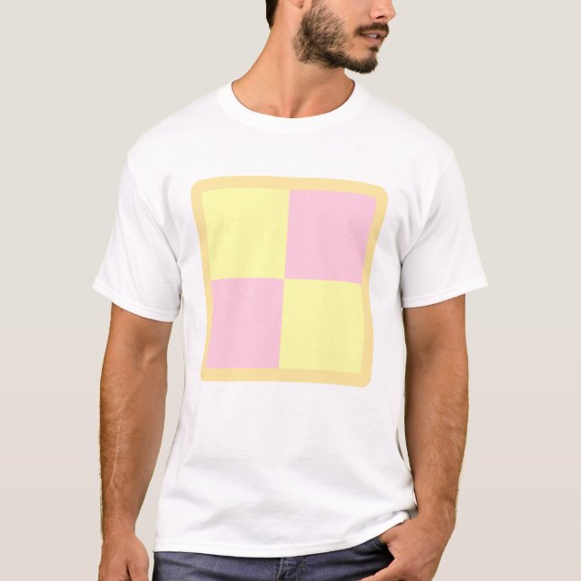 Battenburg Cake. Pink and Yellow. T-Shirt (Front)
