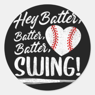 Batter Swing Baseball Heart Mum Cute Women's Mothe Classic Round Sticker