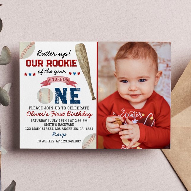 Batter Up Baseball 1st Birthday Invitation (Creator Uploaded)