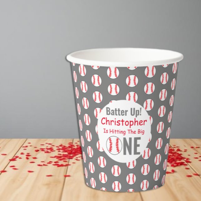 Batter Up! Baseball 1st Birthday Paper Cups (Creator Uploaded)