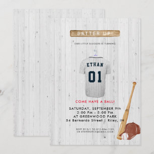 Batter Up Baseball Birthday Invitation
