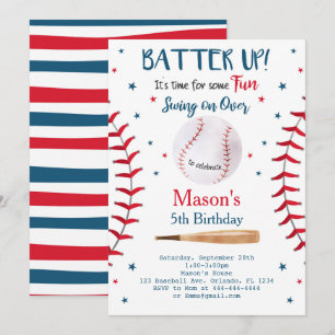 Batter Up Baseball Birthday Invitation