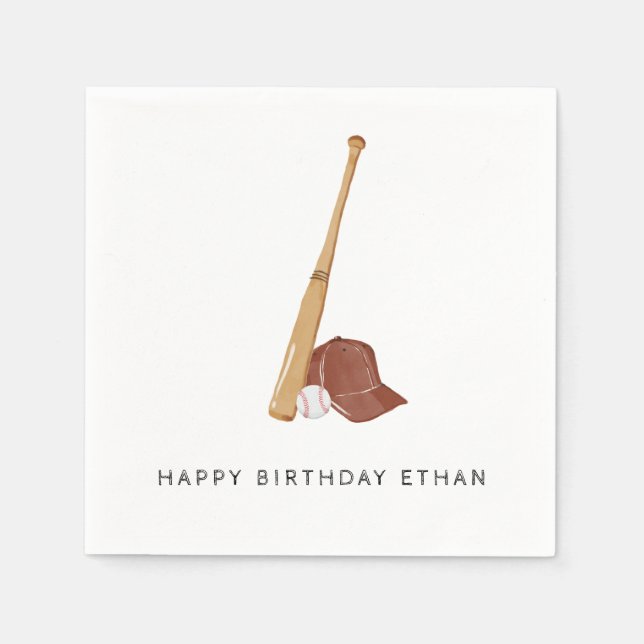 Batter Up Baseball Birthday  Napkin (Front)