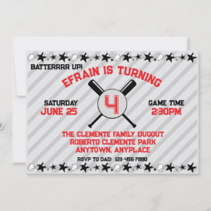 Batter Up Baseball Birthday Party Invitation