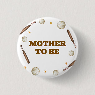Batter Up Baseball Mother To Be Baby Shower 3 Cm Round Badge