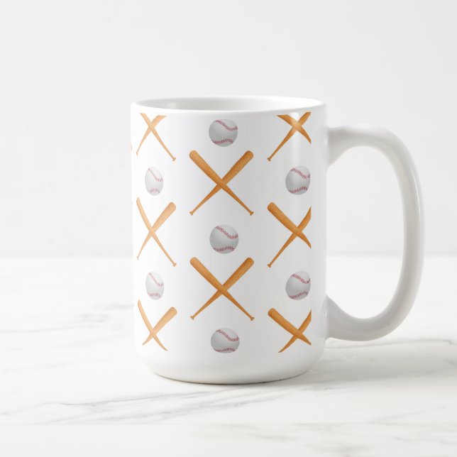 Batter Up Baseball Sports Pattern Coffee Mug (Right)