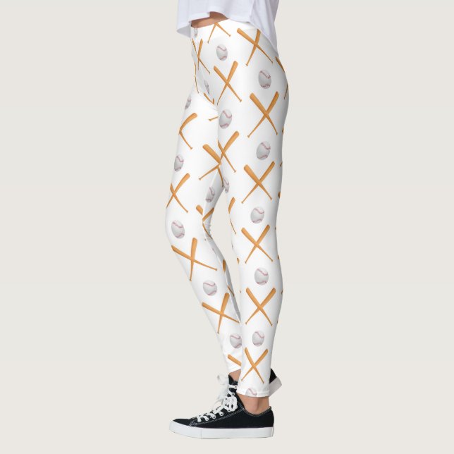 Batter Up Baseball Sports Pattern Leggings (Left)