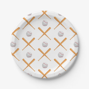 Batter Up Baseball Sports Pattern Paper Plate