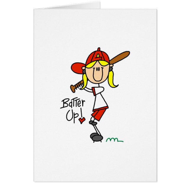 Batter Up! Softball Stick Figure Card (Front)