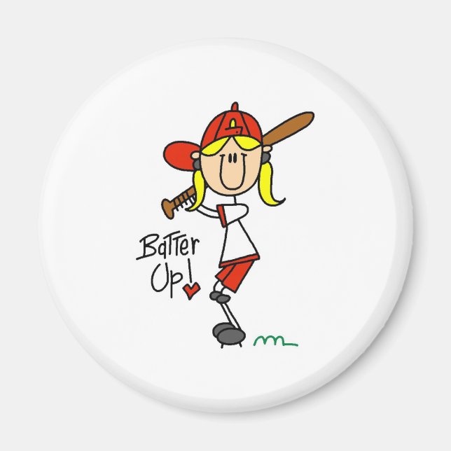 Batter Up! Softball Stick Figure Magnet (Front)