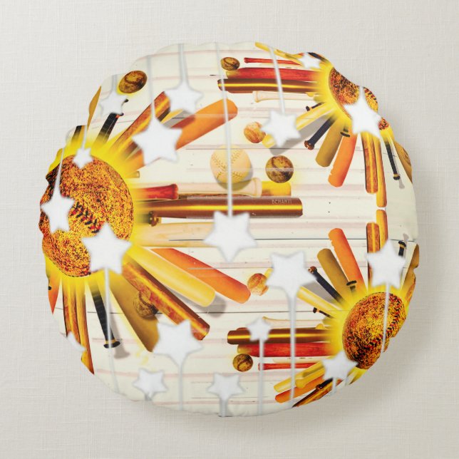 BATTER UP SUNDAY! ROUND CUSHION (Front)