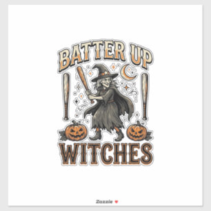 Batter Up Witches Vintage Halloween Baseball Desig