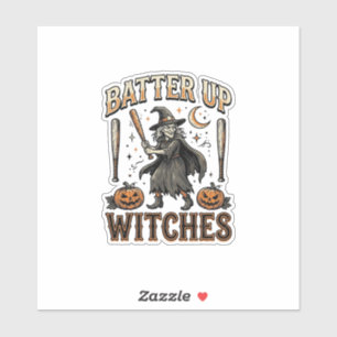 Batter Up Witches Vintage Halloween Baseball Desig