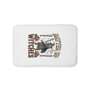 Batter Up Witches Vintage Halloween Baseball Desig Bath Mat