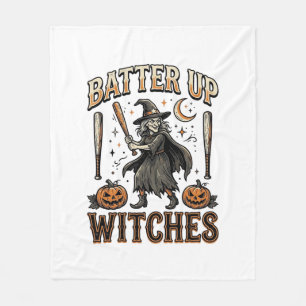 Batter Up Witches Vintage Halloween Baseball Desig Fleece Blanket