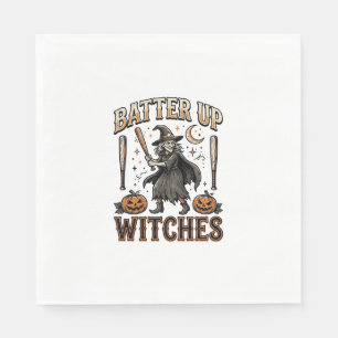Batter Up Witches Vintage Halloween Baseball Desig Napkin