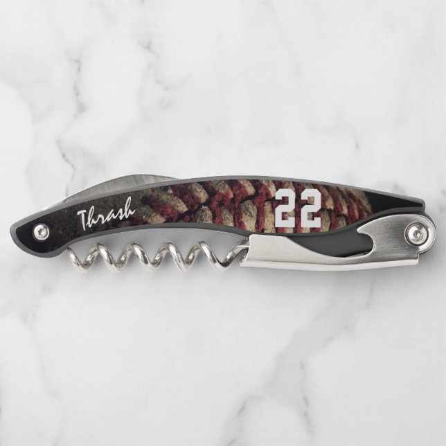 Battered Baseball Custom Name & Jersey Number Corkscrew (Back)