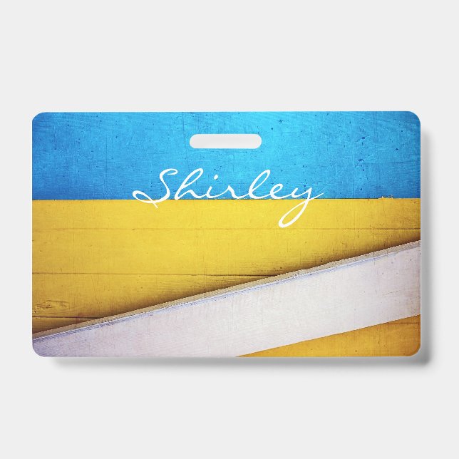 Battered Building-Minimal Abstract by STaylor ID Badge (Front)