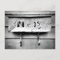 Battered Old Mail Box Black n White Character