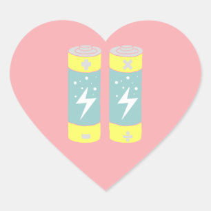 Batteries Heart Sticker