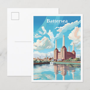 Battersea London England Art Vintage Travel Postcard