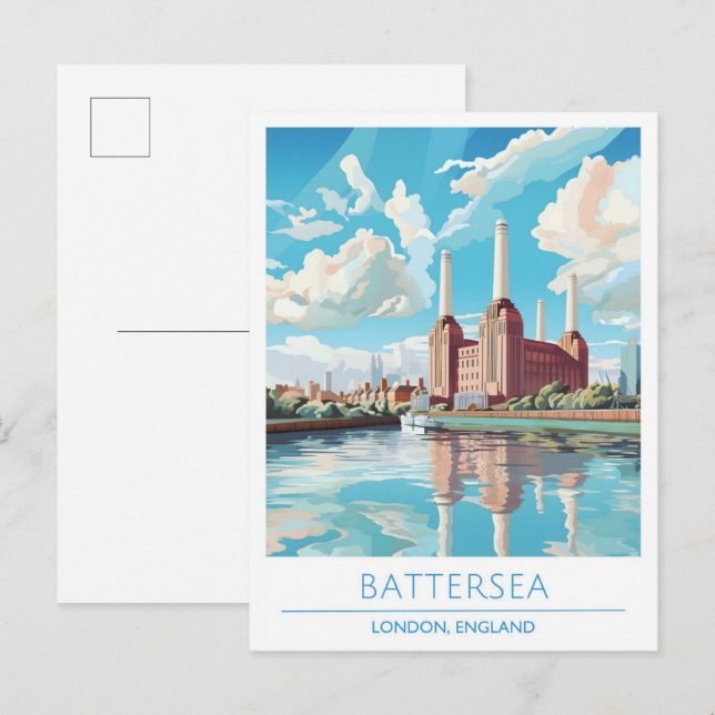 Battersea London England Vintage Travel  Postcard (Front/Back)