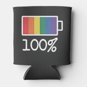Battery 100% Gay Funny LGBT Pride Month Equality  Can Cooler