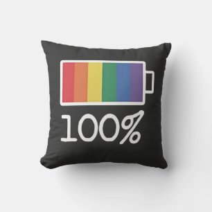 Battery 100% Gay Funny LGBT Pride Month Equality  Cushion