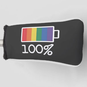 Battery 100% Gay Funny LGBT Pride Month Equality Golf Head Cover