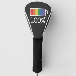 Battery 100% Gay Funny LGBT Pride Month Equality Golf Head Cover