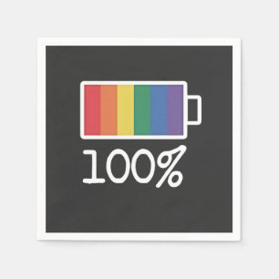 Battery 100% Gay Funny LGBT Pride Month Equality Napkin