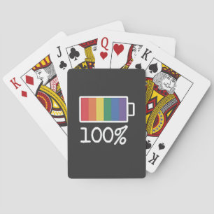 Battery 100% Gay Funny LGBT Pride Month Equality  Playing Cards