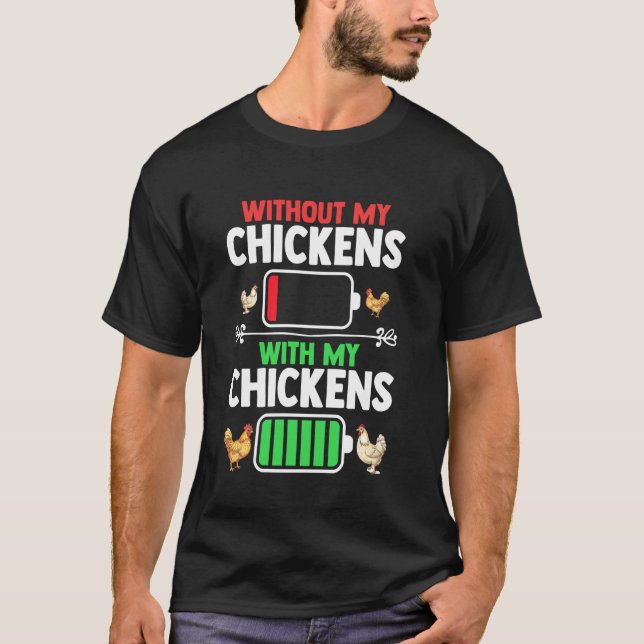 Battery Level Chicken Farmer Farming Animals Chick T-Shirt (Front)