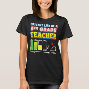 Battery Life Of A 5th Grade Teacher Fifth Back To T-Shirt