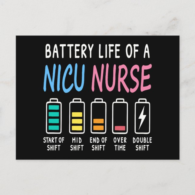 Battery life of a NICU nurse humor level Postcard (Front)