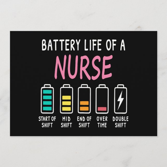 Battery life of a nurse humor chart invitation (Front)