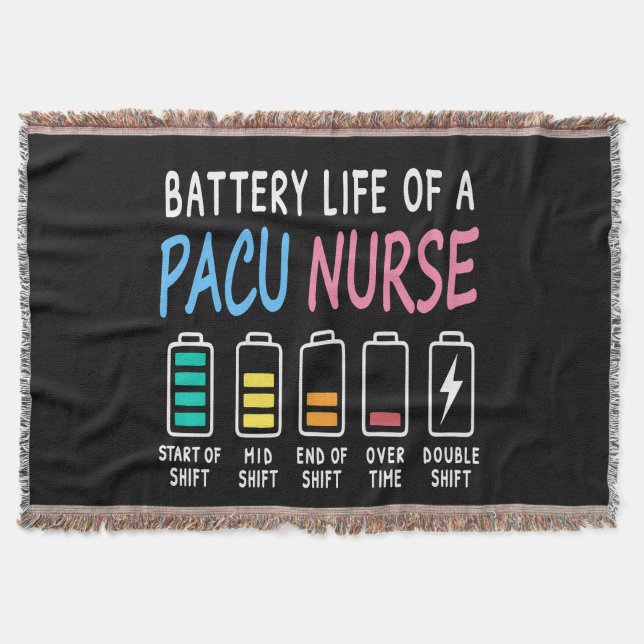 Battery life of a PACU nurse levels humor Throw Blanket (Front)