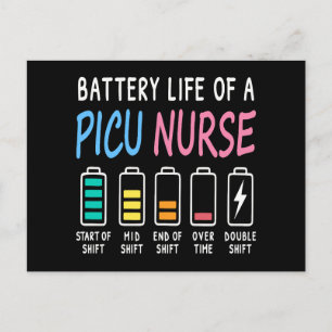 Battery life of a PICU nurse humor chart Postcard