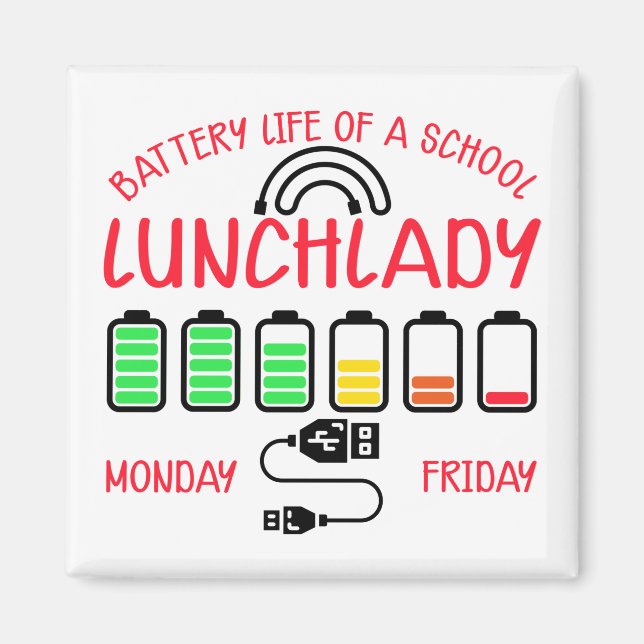 Battery Life Of A School Lunch Lady Magnet (Front)