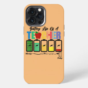 Battery Life Of A Teacher Funny Teacher Life Back iPhone 13 Pro Max Case